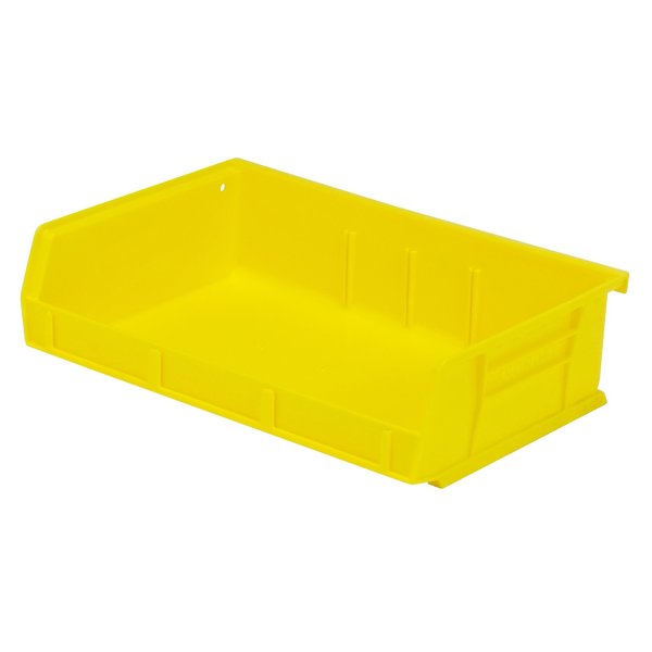 Quantum Storage Systems 65 lb Hang & Stack Storage Bin, Polypropylene, 11 in W, 3 in H, 7-3/8 in L, Yellow QUS236YL